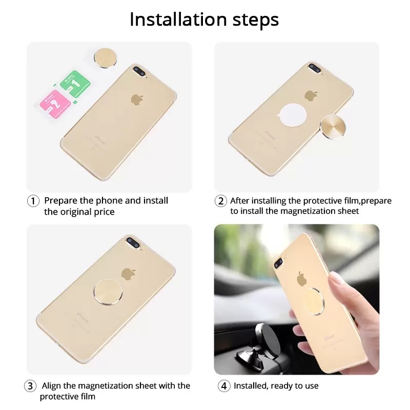 Magnetic Metal Plate For Car Phone Holder Universal Iron Sheet Disk Sticker Mount Mobile Phone Magnet Stand Sticker Accessories