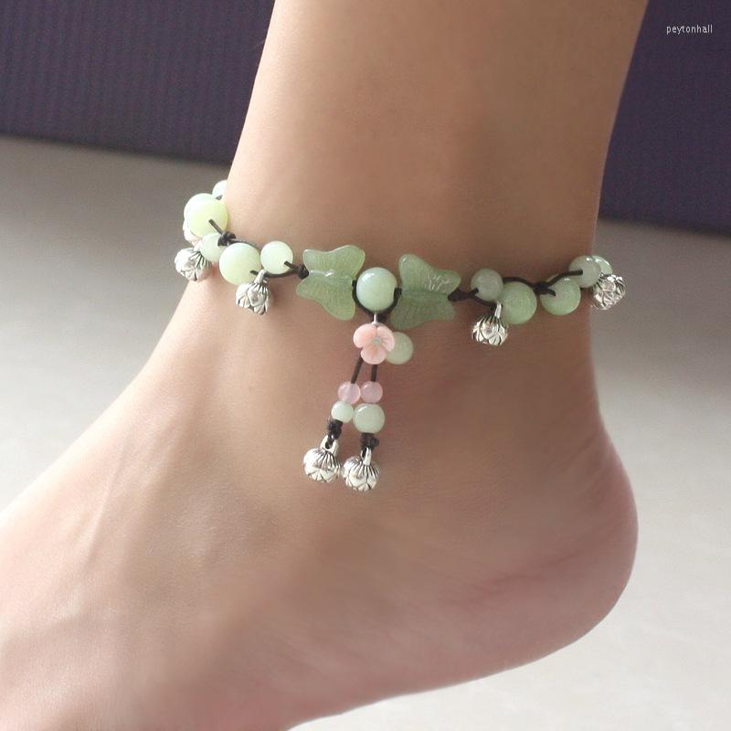 

Anklets Jade Butterfly For Women Amulets Carved Gifts Talismans Natural Designer Green Chinese Man Vintage Jewelry Men Gemstone