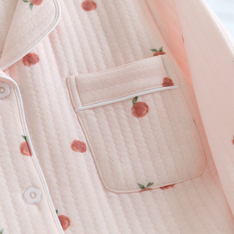 Women's Sleepwear Japanese style autumn and winter long-sleeved trousers pure cotton air cotton warm ladies pajamas home service sleepwear 230227