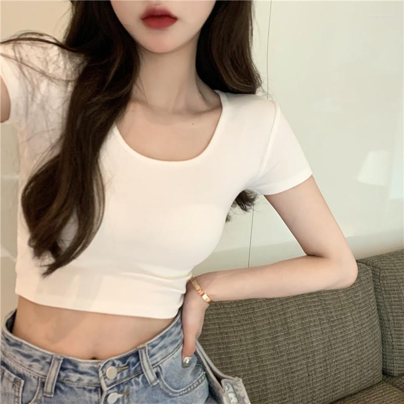 Women's T Shirts Women's Stylish Solid Color T-Shirt Short Sleeve Round Neck Contrast Stitch Slim Fit Tops Wild Casual Crop For Girl, White
Women's T Shirts Women's Stylish Solid Color T-Shirt Short Sleeve Round Neck Contrast Stitch Slim Fit Tops Wild Casual Crop For Girl, White