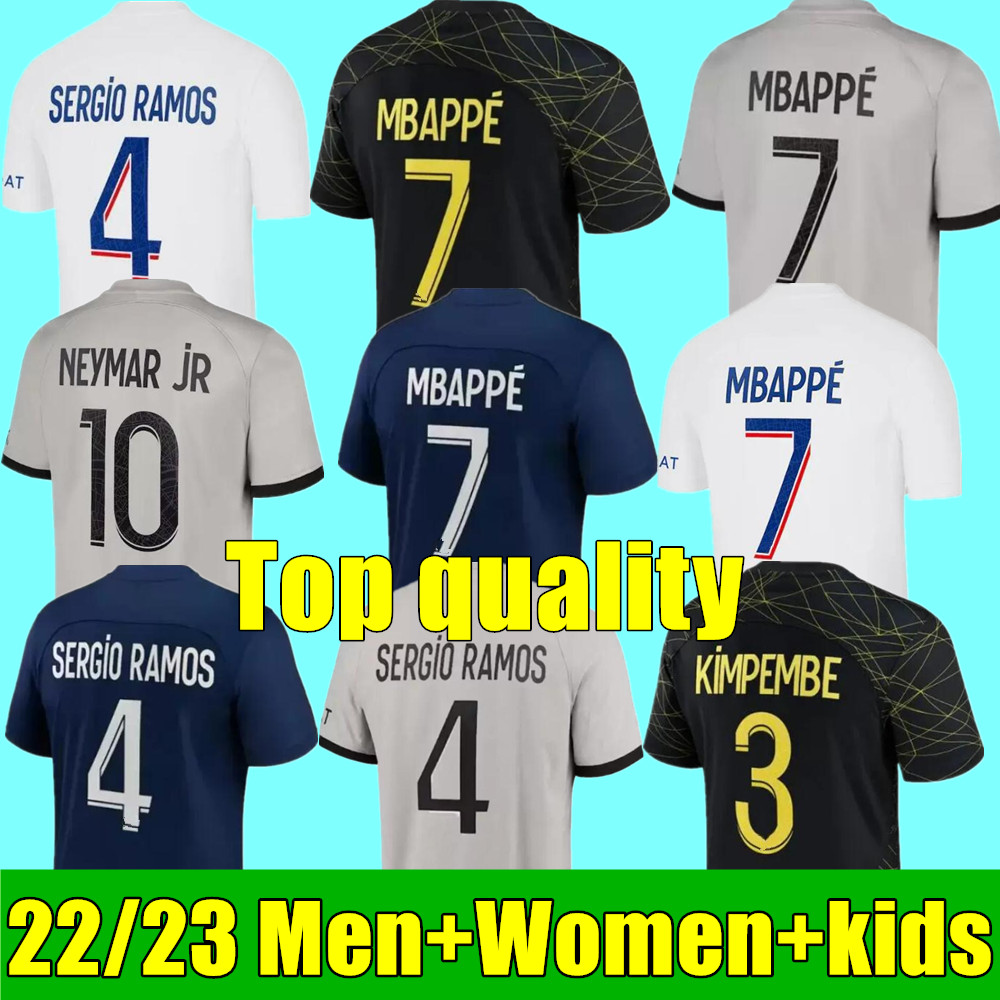 New MBAPPE soccer jerseys SERGIO RAMOS 22 23 Maillots de football 2022 2023 VERRATTI adult Men kids kit Women ICARDI shirt uniforms psgs foot third 3rd
