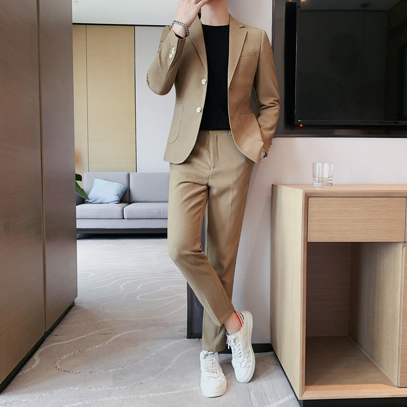 Men's Suits Blazers JacketsPants British Style Men Spring High Quality Business Suits/Male Slim Fit Groom Tuxedo Men Two Piece Suit Blazers 23022