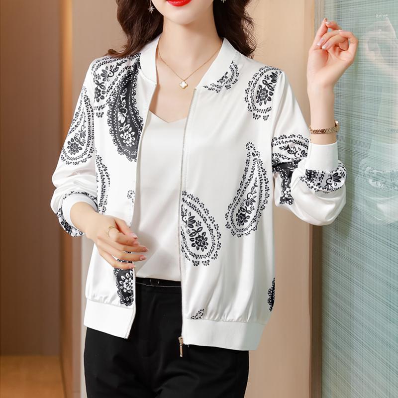 Women's Jackets 2023 Fashion Spring Print Silk Jacket Women Long Sleeve Thin Office Sunscreen Tops Coat Baseball Bomber Female Overcoat, White
Women's Jackets 2023 Fashion Spring Print Silk Jacket Women Long Sleeve Thin Office Sunscreen Tops Coat Baseball Bomber Female Overcoat, White