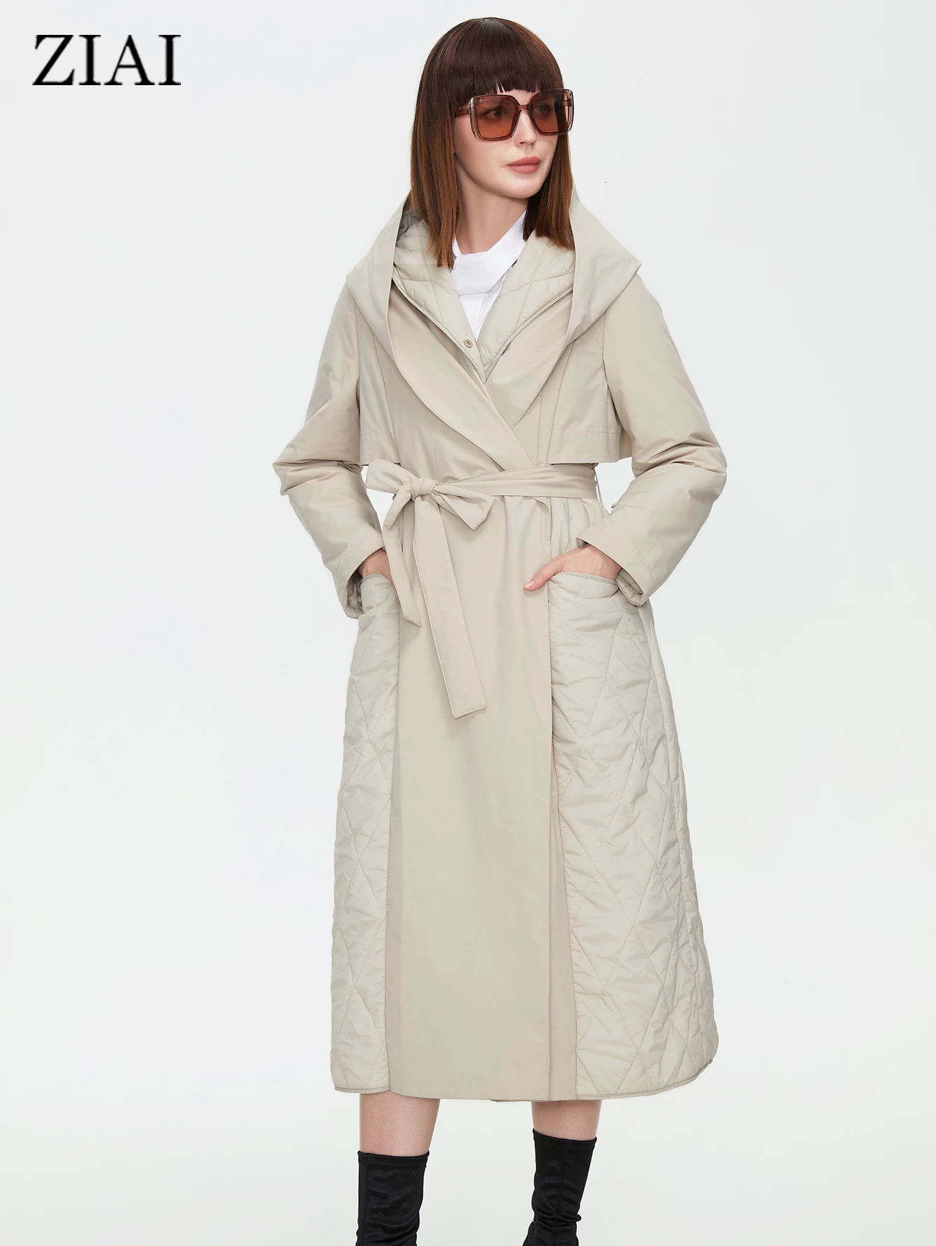 Women's Wool Blends ZIAI Women Autumn Quilted Jacket Female Long Thin Cotton Trench Coat Hooded Hidden Button Belt Elegant Windbreakers ZM7285 230227, Beige m139
Women's Wool Blends ZIAI Women Autumn Quilted Jacket Female Long Thin Cotton Trench Coat Hooded Hidden Button Belt Elegant Windbreakers ZM7285 230227, Beige m139