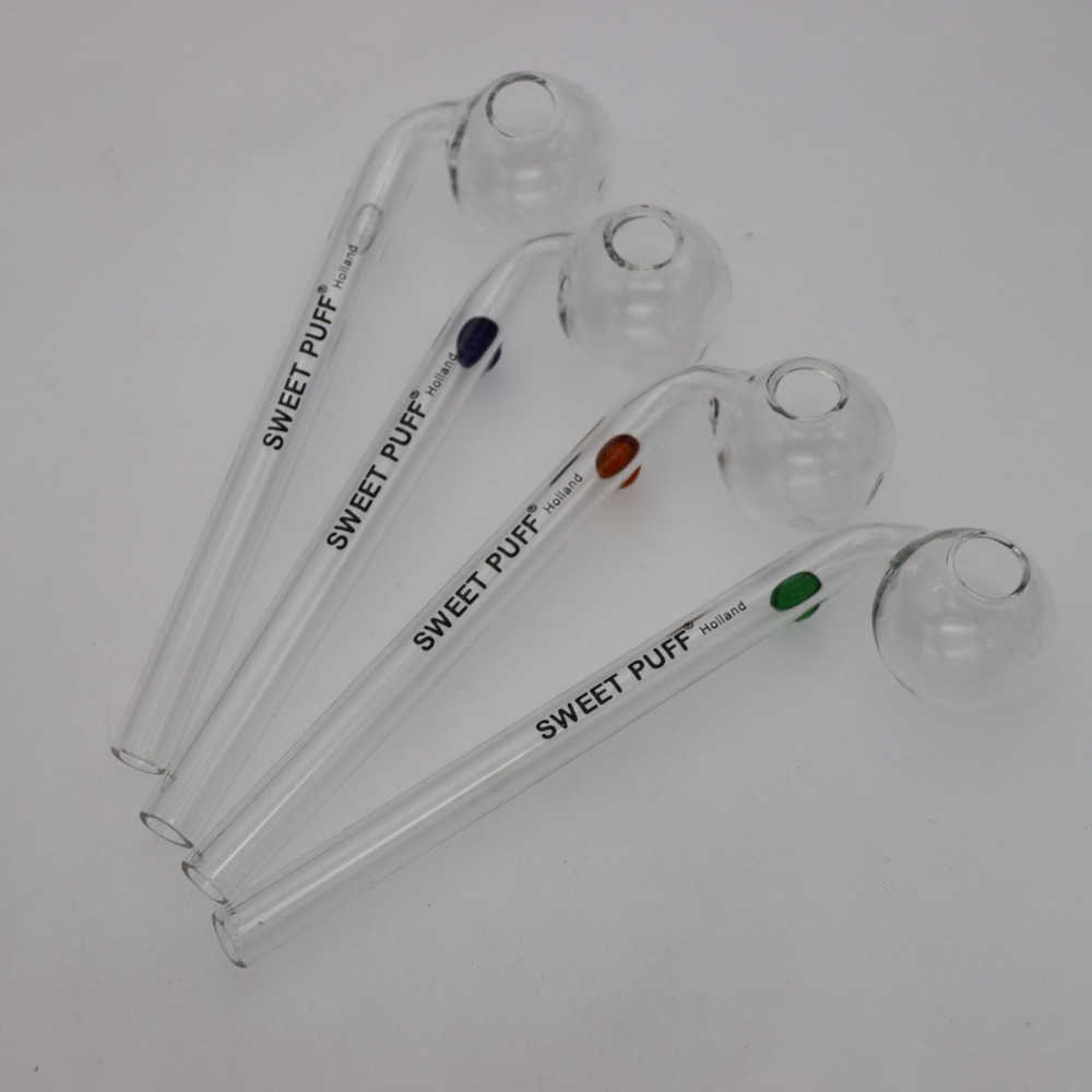 

Oil Burner Pipes Curved Glass Smoking Pipe bent type Tobacco Rig Bong Hookah Shisha Water Tube Nails 14cm 16cm clear rigs