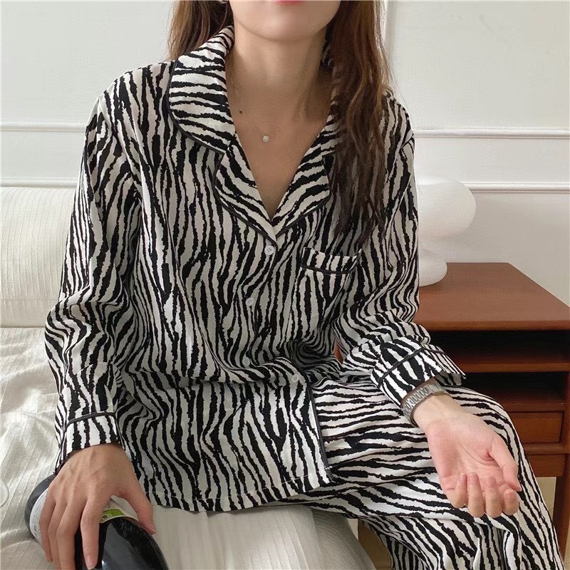 Women's Sleepwear Korean Style Women Plaid Print Pajamas Set Full Sleeve TopsLong Pants 2 Pieces Suit Casual Loose Sleepwear Lounge Wear 230227