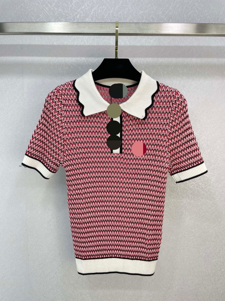 206 2023 Spring Summer Women Sweater Short Sleeve Lapel Neck Red Brand Same Style.Striped Pullover Womens weilan8
206 2023 Spring Summer Women Sweater Short Sleeve Lapel Neck Red Brand Same Style.Striped Pullover Womens weilan8