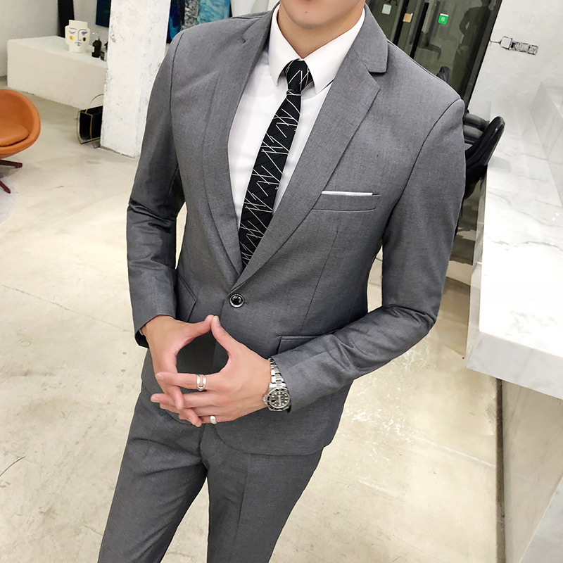 Men's Suits Blazers Jacket Pants Fashion Boutique Solid Color Casual Business Mens Suit Groom Wedding Men Formal Social Suit Blazer 2 Pcs Set 230