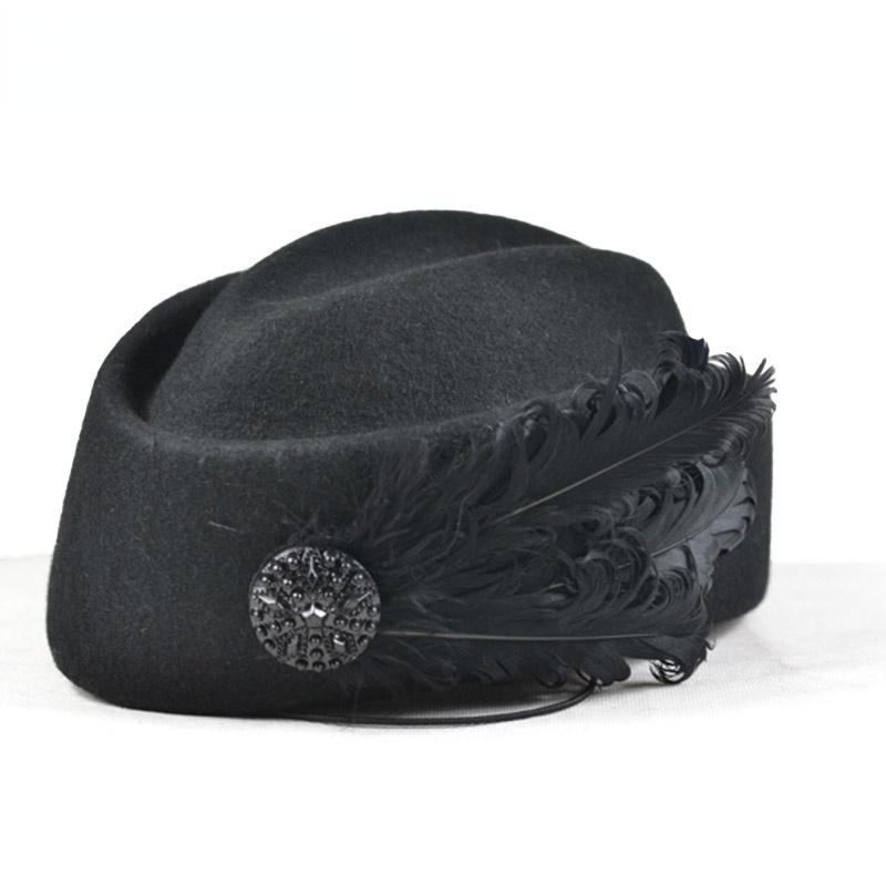 Berets Elegant Wool Feather Bow Airline Stewardess White Women's Fedora Caps Formal Lady Hat Royal Style Dome Chapeu BeretBerets, Black
Berets Elegant Wool Feather Bow Airline Stewardess White Women's Fedora Caps Formal Lady Hat Royal Style Dome Chapeu BeretBerets, Black