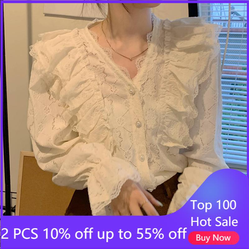 Women's Polos Lace Shirts For Women 2023 Autumn Chiffon Tops Long Sleeve V Neck Loose French Style Elegant Blouses Female Clothes 1926#, White
Women's Polos Lace Shirts For Women 2023 Autumn Chiffon Tops Long Sleeve V Neck Loose French Style Elegant Blouses Female Clothes 1926#, White