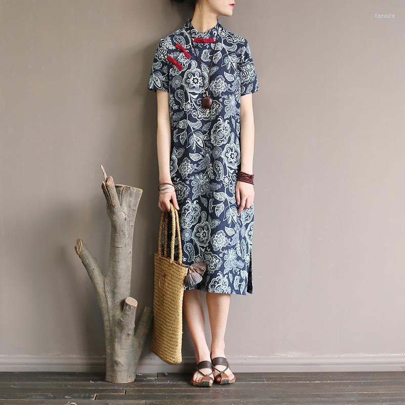 Ethnic Clothing Chinese Style Print Women Knee Length Dress Vintage Cotton And Linen Casual Summer Brand Qipao
Ethnic Clothing Chinese Style Print Women Knee Length Dress Vintage Cotton And Linen Casual Summer Brand Qipao