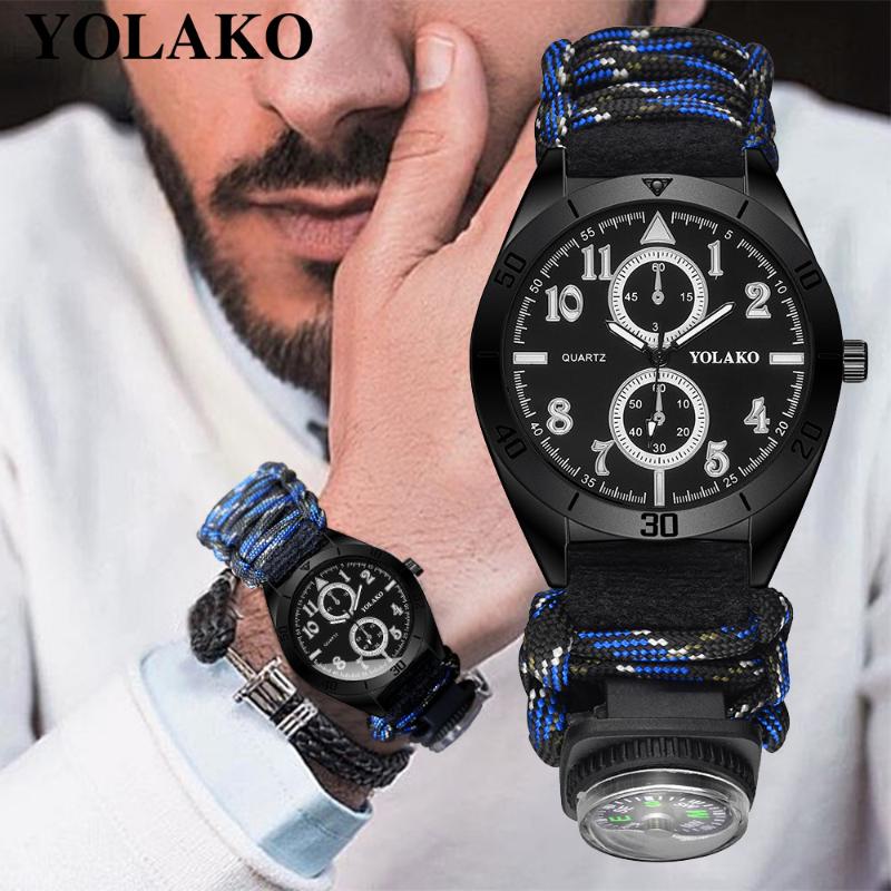Wristwatches Men's Watch Unique Design Digital Compass Dial Outdoor Military Clock Nylon Braided Color Rope Men Watches Zegarek Meski, Brown
Wristwatches Men's Watch Unique Design Digital Compass Dial Outdoor Military Clock Nylon Braided Color Rope Men Watches Zegarek Meski, Brown