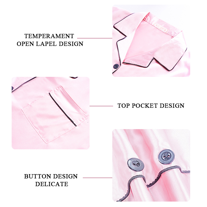 Women's Sleepwear 2 Pieces Faux Silk Satin Pajamas Set Autumn Women Sleepwear Long Sleeve Home Suits for Women Ladies Solid Color Nightwear 23022