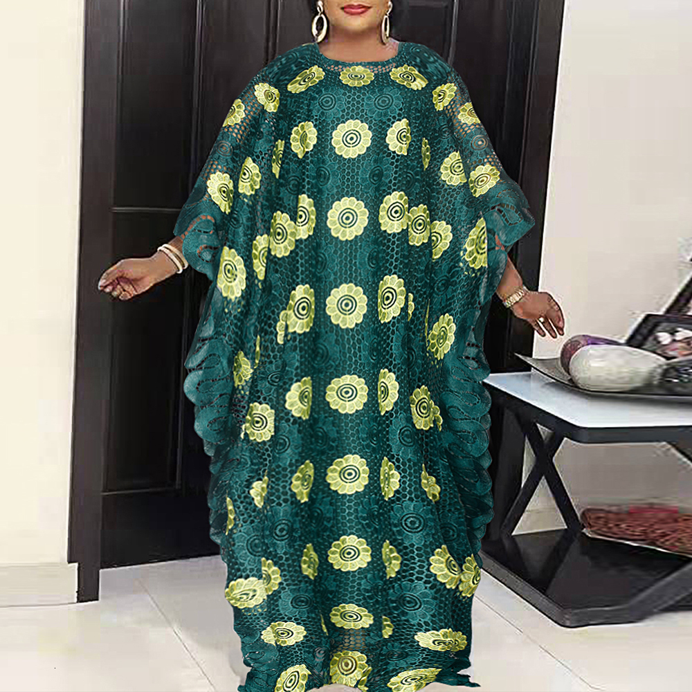 Ethnic Clothing MD Plus Size African Lace Dresses Elegant Women Traditional Dashiki Boubou Wedding Party Hippie Gown Turkey Wears For Ladies 230227