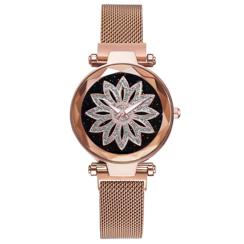 Wristwatches Fashion Women Mesh Magnet Buckle Lucky Flower Starry Sky Watch Luxury Geometric Surface Quartz Relogio Feminino, Blue
Wristwatches Fashion Women Mesh Magnet Buckle Lucky Flower Starry Sky Watch Luxury Geometric Surface Quartz Relogio Feminino, Blue