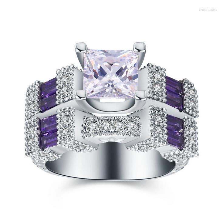 Cluster Rings Size 6-10 Women Fashion Jewelry 925 Sterling Silver Princess Cut 5A Purple CZ Party Wedding Engagement Bridal Ring Set Gift
Cluster Rings Size 6-10 Women Fashion Jewelry 925 Sterling Silver Princess Cut 5A Purple CZ Party Wedding Engagement Bridal Ring Set Gift