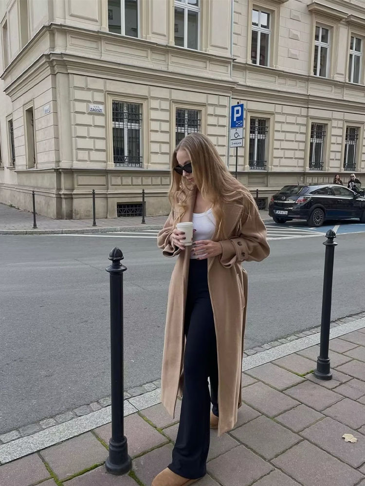 Women's Wool Blend 2023 Fashion With Belt Trench Coat Vintage Long Sleeve Pockets FemaleEuropean style Chic Overcoat 230227, Khaki
Women's Wool Blend 2023 Fashion With Belt Trench Coat Vintage Long Sleeve Pockets FemaleEuropean style Chic Overcoat 230227, Khaki