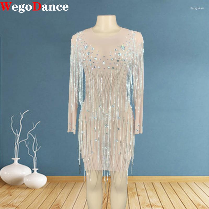 Stage Wear 2023 Silver Rhinestones Fringe Transparent Long Sleeves Women Birthday Prom Princess Party Dress, Beige
Stage Wear 2023 Silver Rhinestones Fringe Transparent Long Sleeves Women Birthday Prom Princess Party Dress, Beige
