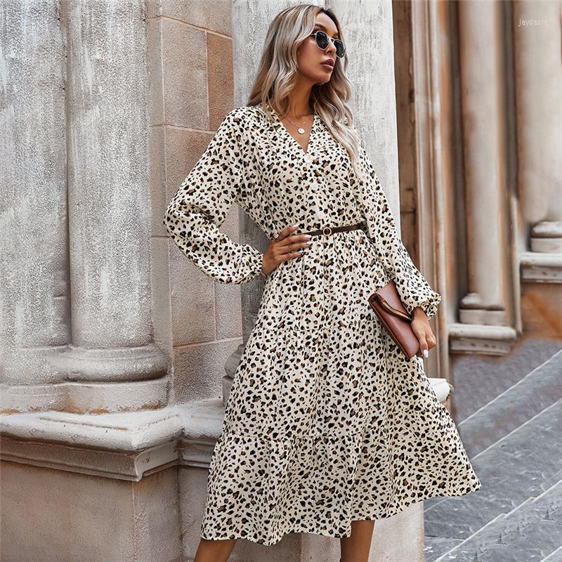Casual Dresses Women V Neck Button High Waist Floral Dress For Autumn Winter Fashion Print, Beige
Casual Dresses Women V Neck Button High Waist Floral Dress For Autumn Winter Fashion Print, Beige