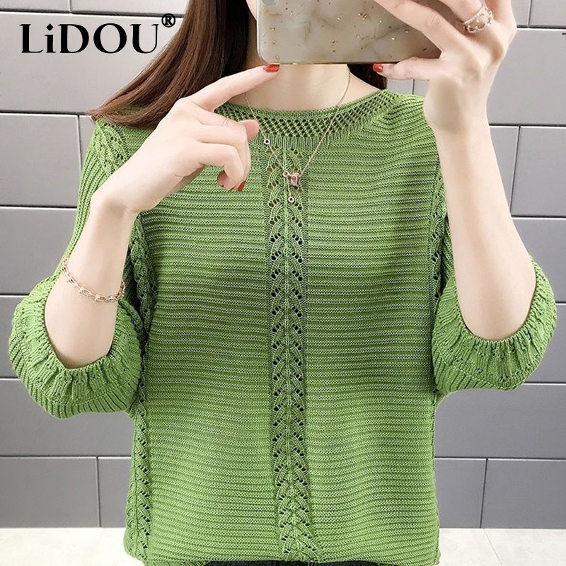 Women's Sweaters Autumn Winter Casual Fashion Solid Simple Hollow Out Sweater Women Half Sleeve Loose All-match Knitting Pullover Female Clothes 230227, Yellow
Women's Sweaters Autumn Winter Casual Fashion Solid Simple Hollow Out Sweater Women Half Sleeve Loose All-match Knitting Pullover Female Clothes 230227, Yellow