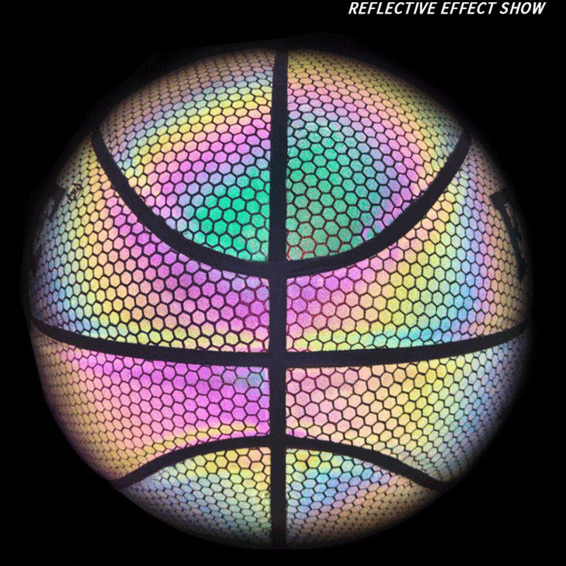 Balls Selling PU Basketball Reflective Ball Glow Basketball Size 7 Outdoor Indoor Ball Glowing Luminous Basketbol Gift 230717