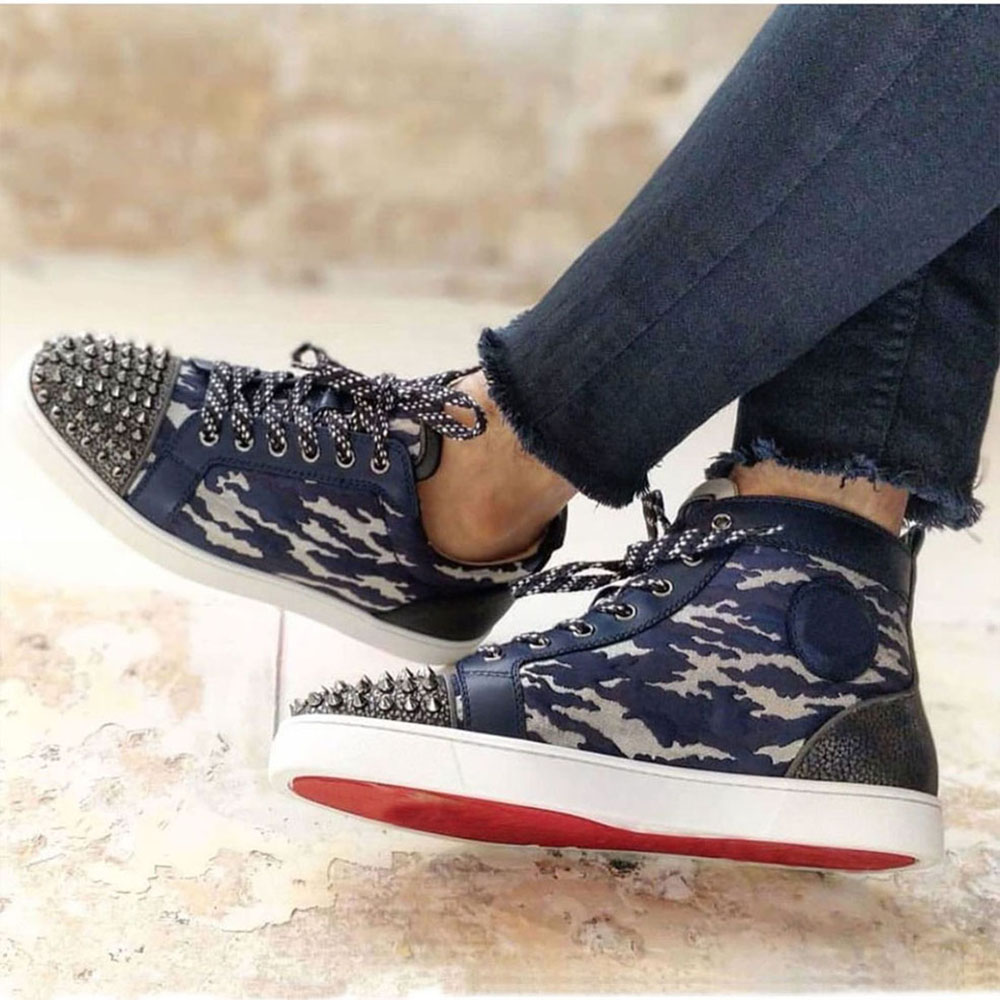 Mens casual shoes reds sole Low Top Studded Spikes Orlato Sneakers Men's camo leather with Rivets Sporty Luxury Brand Fashion Outdoor Walking Dress Wedding
Mens casual shoes reds sole Low Top Studded Spikes Orlato Sneakers Men's camo leather with Rivets Sporty Luxury Brand Fashion Outdoor Walking Dress Wedding