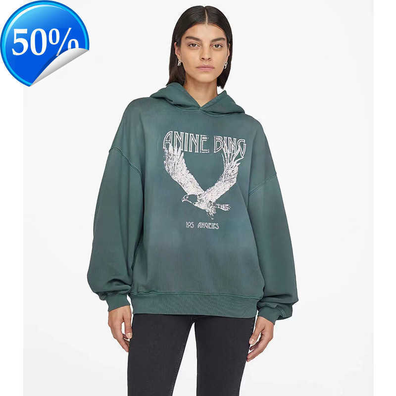 Anine Bing Women Designer Washed Hoodie Green Spray Fried Eagle Print Fleece Worn Hooded Sweater Pullover Sweatshirts2
Anine Bing Women Designer Washed Hoodie Green Spray Fried Eagle Print Fleece Worn Hooded Sweater Pullover Sweatshirts2