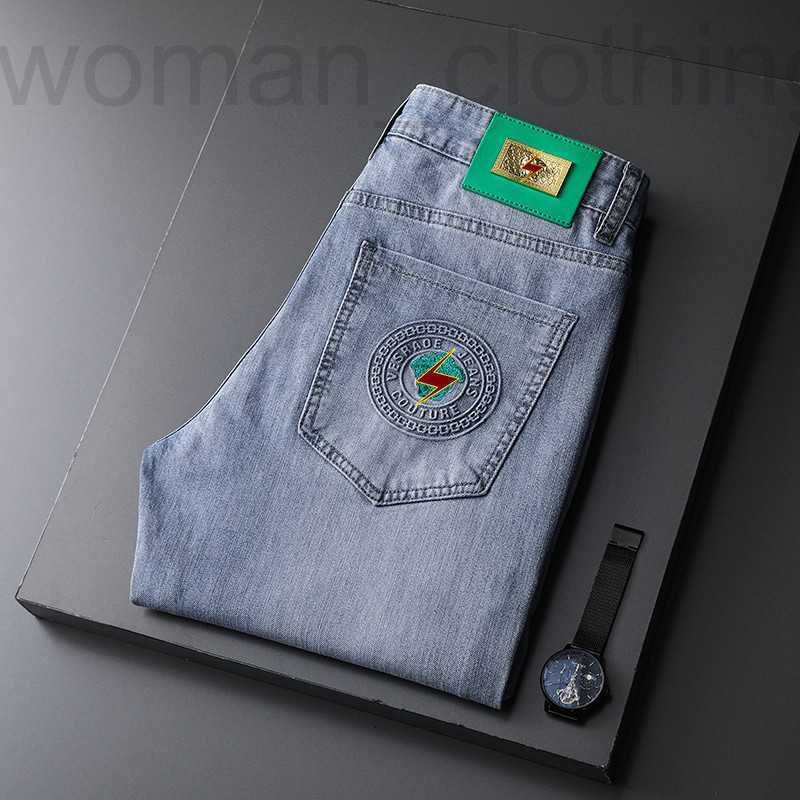 Men's Jeans Designer Summer thin embroidered jeans men's spring Korean elastic slim fit washed Leggings casual and versatile XU82, Light blue
Men's Jeans Designer Summer thin embroidered jeans men's spring Korean elastic slim fit washed Leggings casual and versatile XU82, Light blue