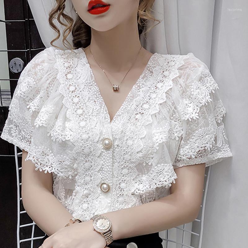 Women' Blouses Spring French Sexy Tops Ruffle Stitching Shirt Female V-neck Hollow Lace For Women Short Sleeve Crochet Blouse 14175, Apricot
Women' Blouses Spring French Sexy Tops Ruffle Stitching Shirt Female V-neck Hollow Lace For Women Short Sleeve Crochet Blouse 14175, Apricot