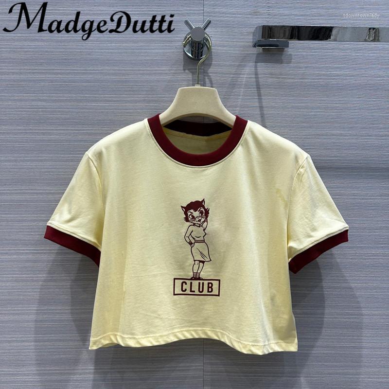 Women's T Shirts 2.3 MadgeDutti Cartoon Letter Print Contrast Color Patchwork O-Neck Crop Cotton T-Shirt Women, White
Women's T Shirts 2.3 MadgeDutti Cartoon Letter Print Contrast Color Patchwork O-Neck Crop Cotton T-Shirt Women, White