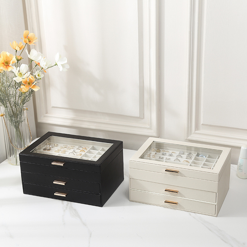 Jewelry Boxes WEJEBOX Green Leather Jewelry Box Jewelry Organizer Earring Ring Bracelet Storage Box Gifts Joyeros Organizador De Joyas 230227