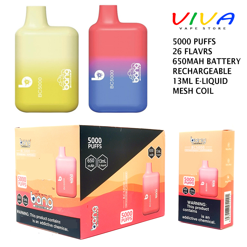 Original Bang BC5000 Puffs E Cigarette Type-C Rechargeable Disposable Vape Bar 650mAh Battery 13ml Pre-filled Cartridges Bars Vapes
Original Bang BC5000 Puffs E Cigarette Type-C Rechargeable Disposable Vape Bar 650mAh Battery 13ml Pre-filled Cartridges Bars Vapes