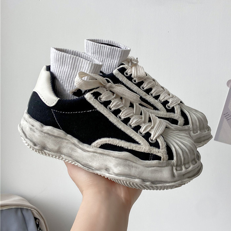 Dress Shoes Women Canvas Fashion Dissolving Platform Sneaker Student Laceup Casual Vulcanized Sneakers White Black Ladies 2023 230227, Gt007-black
Dress Shoes Women Canvas Fashion Dissolving Platform Sneaker Student Laceup Casual Vulcanized Sneakers White Black Ladies 2023 230227, Gt007-black