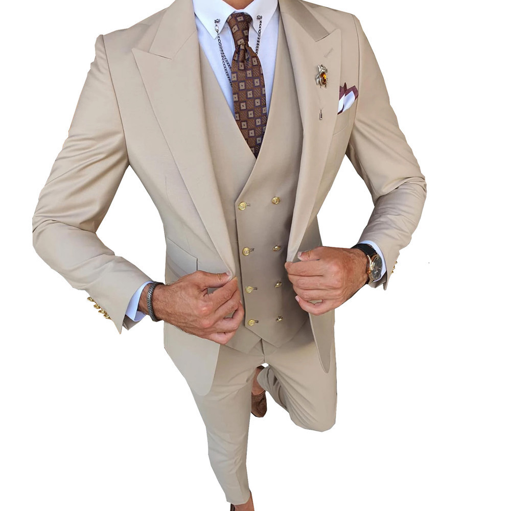 Men's Suits Blazers Slim Fit Fashion 3 Piece Men's Suits Formal Business Tuxedo Gentlemen Wedding Groom Rules Blazer Pants Vest 230227, Royal blue