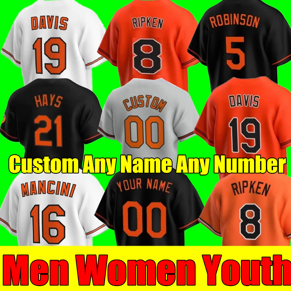 2023 S-4XL Custom Adley Rutschman Baseball Jerseys Ryan Mountcastle Cedric Mullins Anthony Santander Gunnar Henderson Cal Ripken Orioles Jorge Lopez Austin Hays