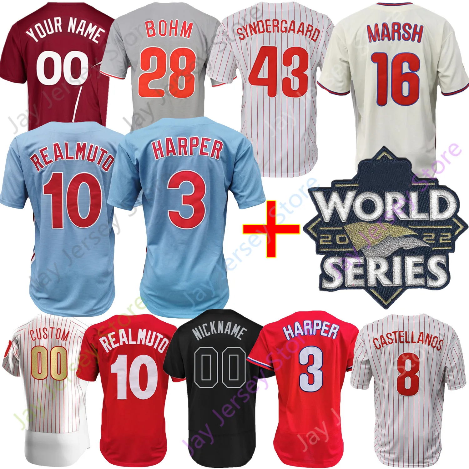 CUSTOM 2022 WS Stubbs Jersey Kyle Schwarber Harper J. T. Realmuto Hoskins Alec Bohm Nola Castellanos Brandon Marsh Trea Turner Ranger Suarez, 2008 ws gold
CUSTOM 2022 WS Stubbs Jersey Kyle Schwarber Harper J. T. Realmuto Hoskins Alec Bohm Nola Castellanos Brandon Marsh Trea Turner Ranger Suarez, 2008 ws gold