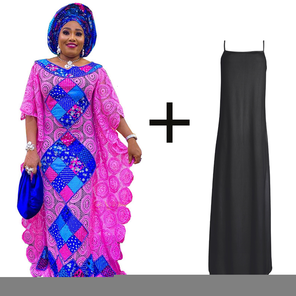 Ethnic Clothing MD Plus Size African Lace Dresses Elegant Women Traditional Dashiki Boubou Wedding Party Hippie Gown Turkey Wears For Ladies 230227