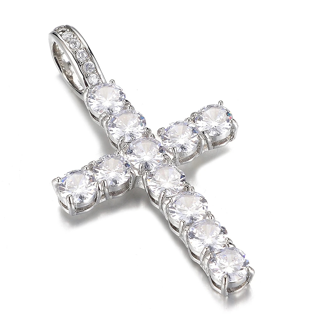 Pendant Necklaces Men Women Hip Hop Cross Necklace With 4mm Zircon Tennis Chain Bling Iced Out Jewelry Fashion Gift