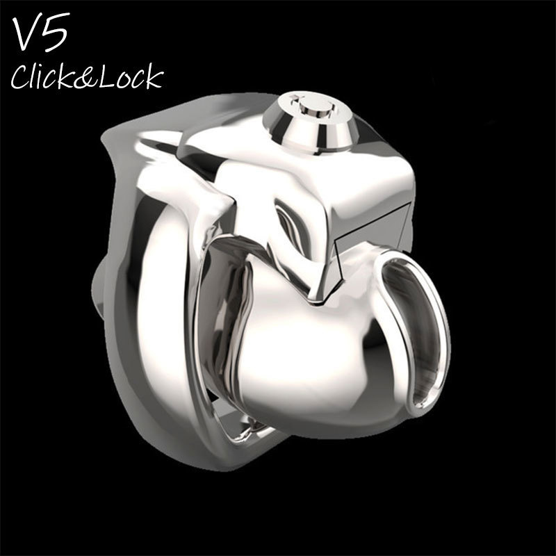 Cockrings 316 Stainless Steel Metal HT-V5 Click Lock Padlock Male Chastity Device Cock Cage Penis Ring Bondage Belt Fetish Adult Sex Toys 230227