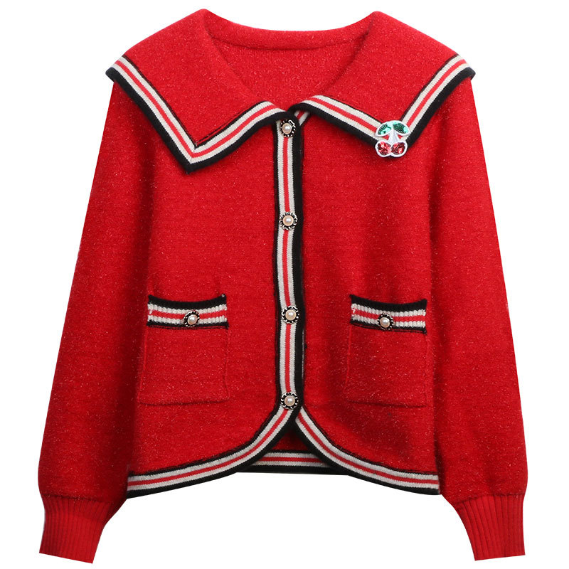 206 2023 Spring Summer Women Sweater Long Sleeve Lapel Neck Red Green Brand Same Style Striped Pullover Womens mingme
206 2023 Spring Summer Women Sweater Long Sleeve Lapel Neck Red Green Brand Same Style Striped Pullover Womens mingme