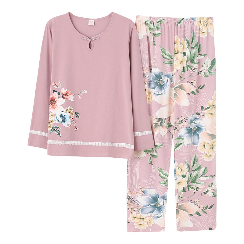 Women's Sleepwear Autumn winter women pyjamas home clothes big yards sleepwear set long sleeve pajamas for women pijama sets 100% cotton pijamas 