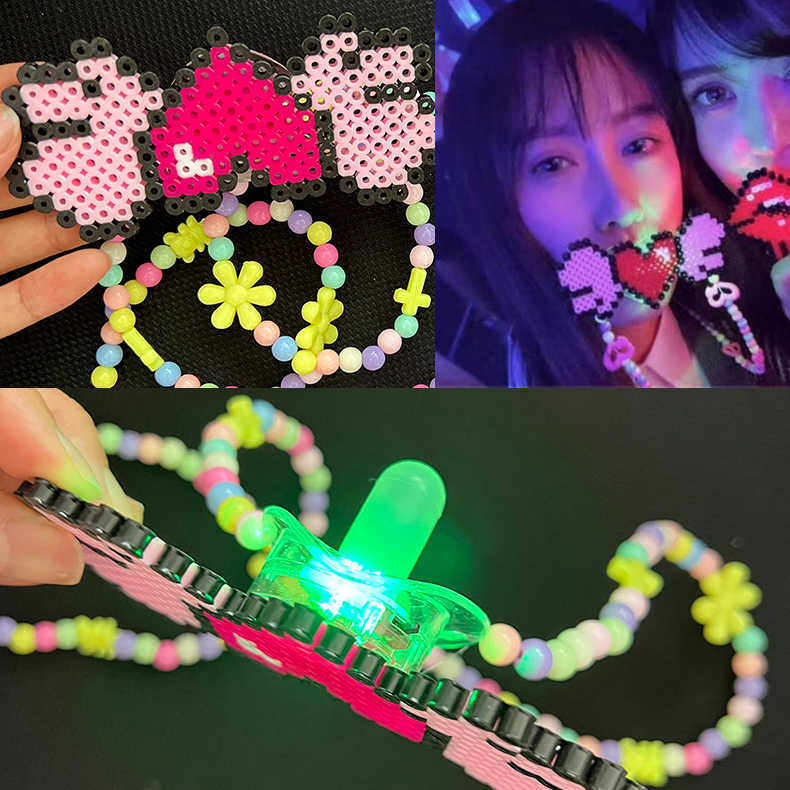 Other Event Party Supplies LED Pacifier Electric Syllab Music Festival Rave luminous Kandi Necklace soft head bouncing pacifier nightclub sound equipment J230227