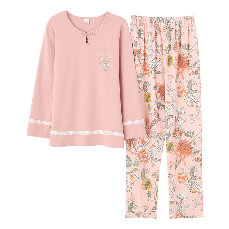 Women's Sleepwear Autumn winter women pyjamas home clothes big yards sleepwear set long sleeve pajamas for women pijama sets 100% cotton pijamas 