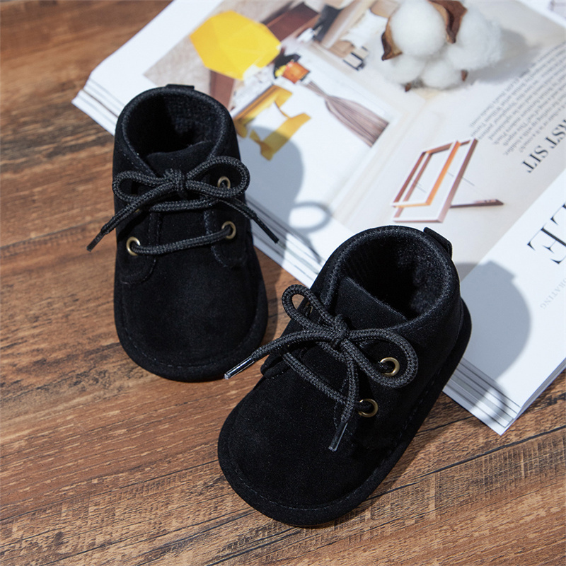 First Walkers Autumn Toddler Infant Shoes Fashion Lace-up Soft Rubber Sole Cotton Non-slip Casual Baby Shoes for Boy Girl Ankle Boots Walkers 230227