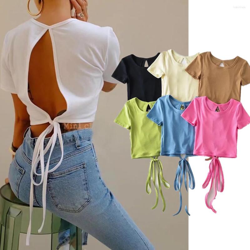 Women' T Shirts Maxdutti Simple Solid Multicolor O-neck Bandage Backless Sexy Rib Tshirts Women Tops Fashion Tshirt, Beige
Women' T Shirts Maxdutti Simple Solid Multicolor O-neck Bandage Backless Sexy Rib Tshirts Women Tops Fashion Tshirt, Beige