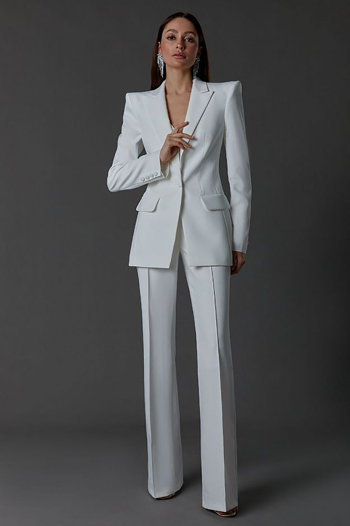 2026 Elegant Mother Of The Bride Suits Slim Fit White Wedding Party Gowns Prom Party Blazer Women Formal Pants Jacket Outfit One Button Modern Groom M