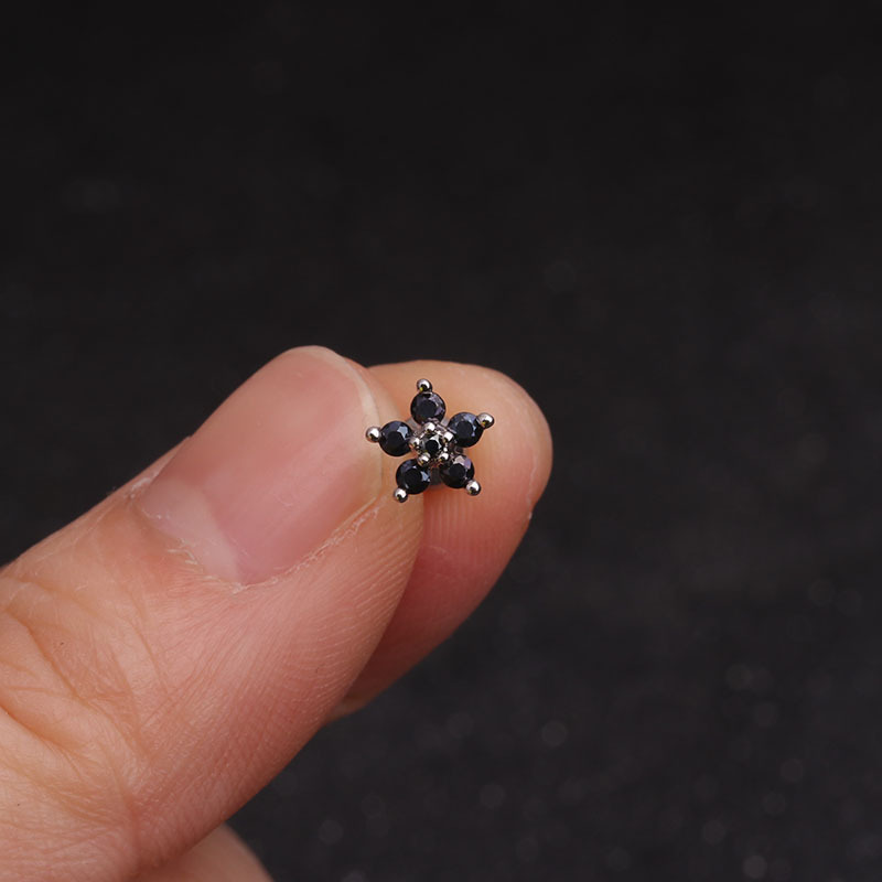 1pc Stainless Steel Fashion Flowers Zirconia Cartilage Gold Cz Earring for Women Crown Helix Ear Studs Piercing Jewelry