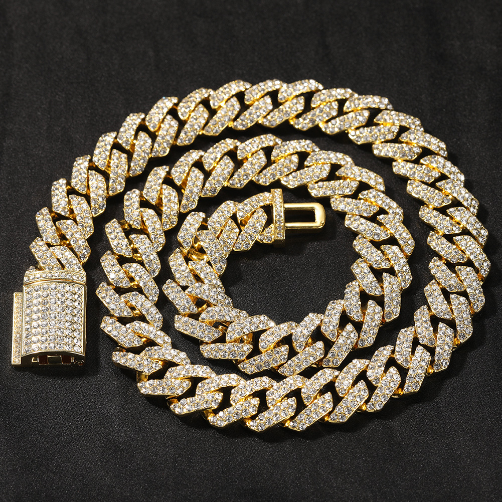 18mm Hip Hop Cuban Link Chain Necklace 18K Real Gold Plated Stainless Steel Fashion Metal Necklace for Men