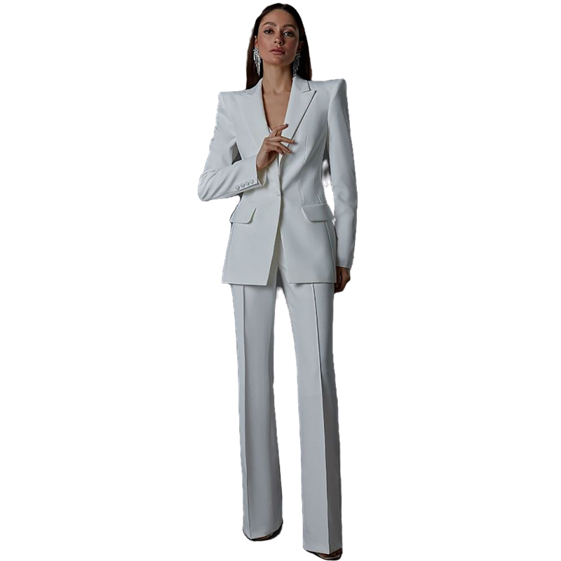 2026 Elegant Mother Of The Bride Suits Slim Fit White Wedding Party Gowns Prom Party Blazer Women Formal Pants Jacket Outfit One Button Modern Groom M