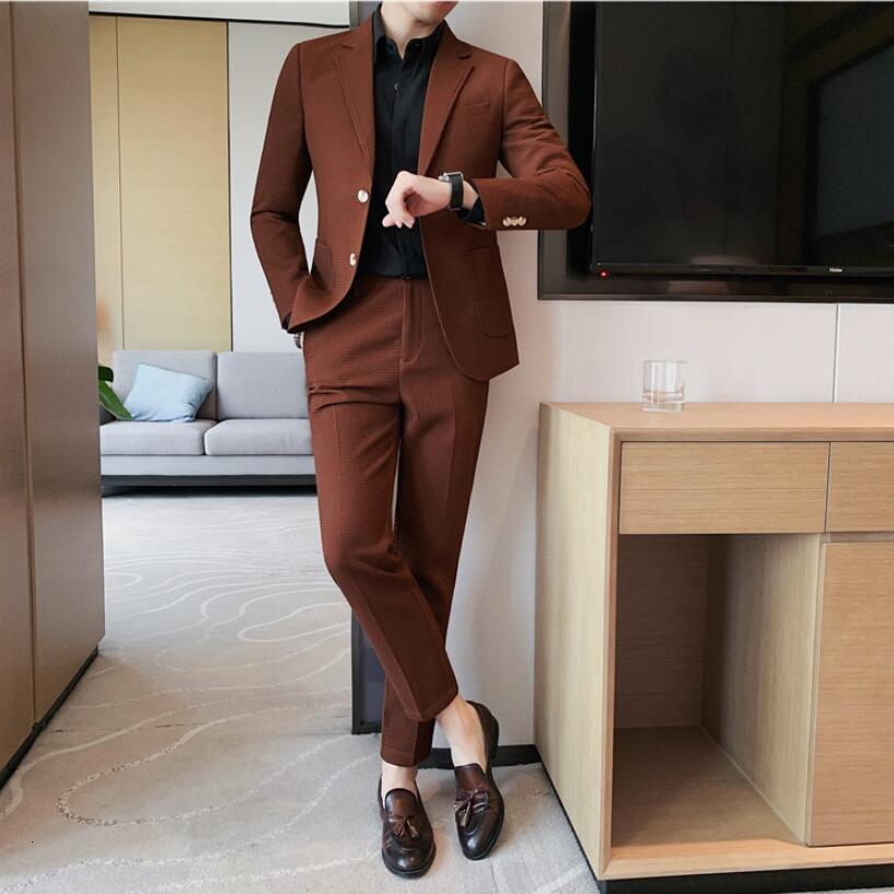 Men's Suits Blazers JacketsPants British Style Men Spring High Quality Business Suits/Male Slim Fit Groom Tuxedo Men Two Piece Suit Blazers 23022